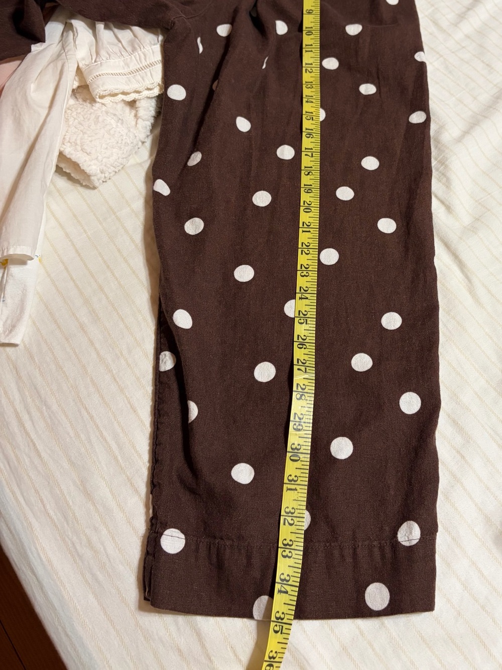 Women’s Brown Polka Dot Casual Cropped Pants - White Dot Print OLD NAVY SIZE L - Picture 11 of 12